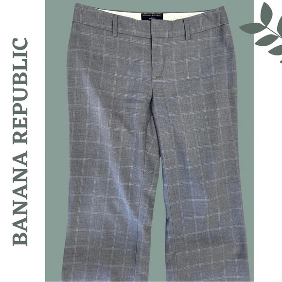 Banana Republic Martin Fit Check Trouser Grey Blue  Size 4 - Picture 3 of 7